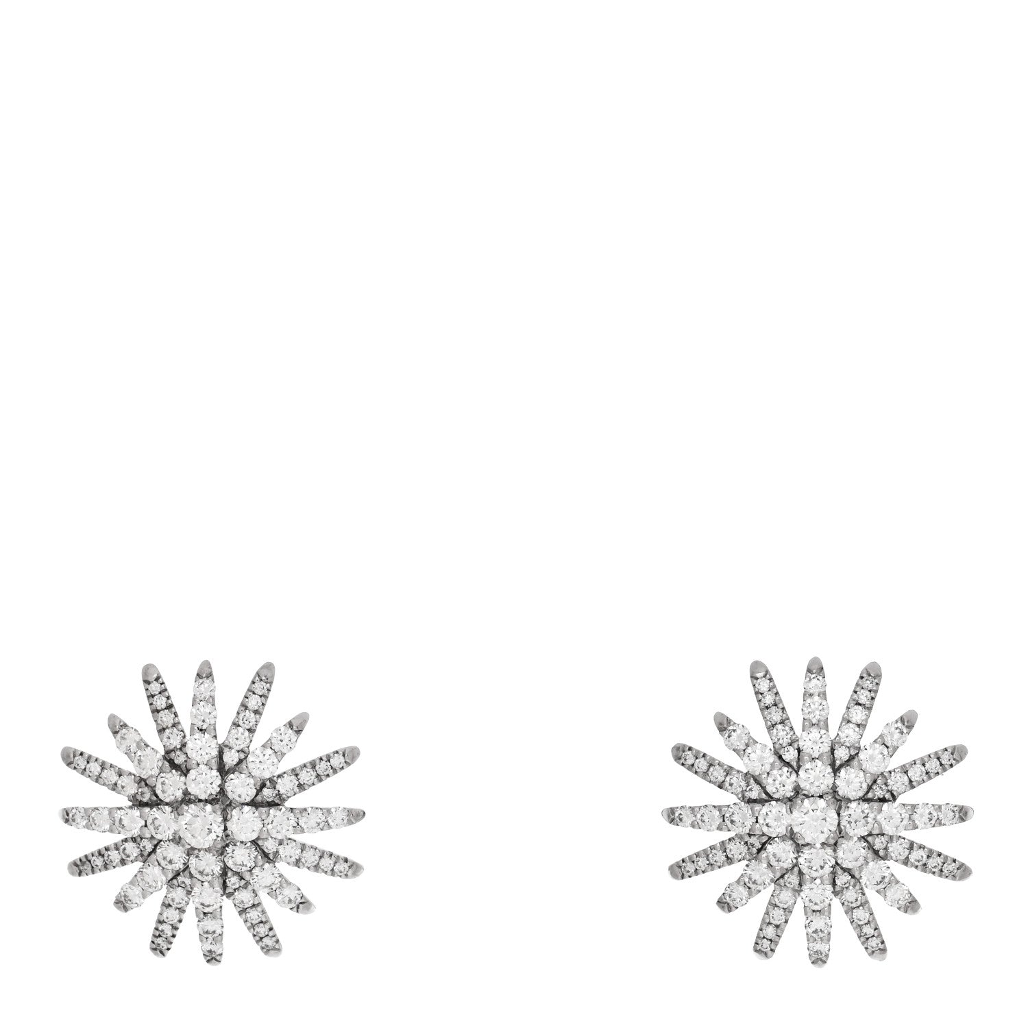 David Yurman 18K White Gold Diamond 19mm Starburst Earrings 1 of 5