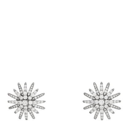 David Yurman 18K White Gold Diamond 19mm Starburst Earrings 1 of 5