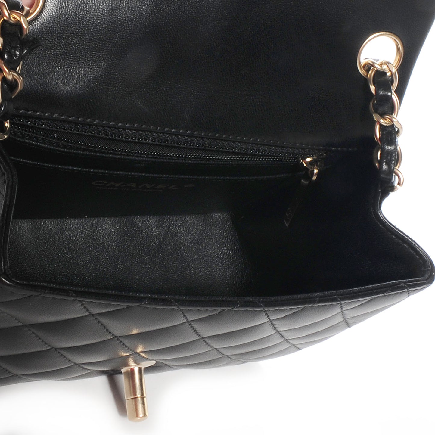 Lambskin Quilted Mini Square Flap Black