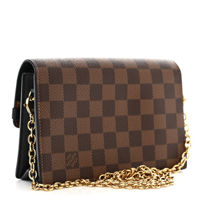 Louis Vuitton Damier Ebene Vavin Chain Wallet Black 3 of 10