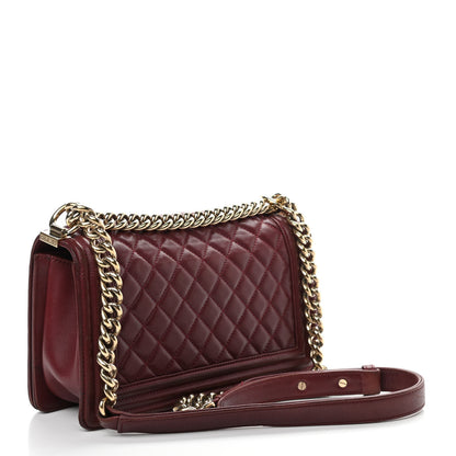 Chanel Lambskin Quilted Medium Boy Flap Dark Red 3 of 10