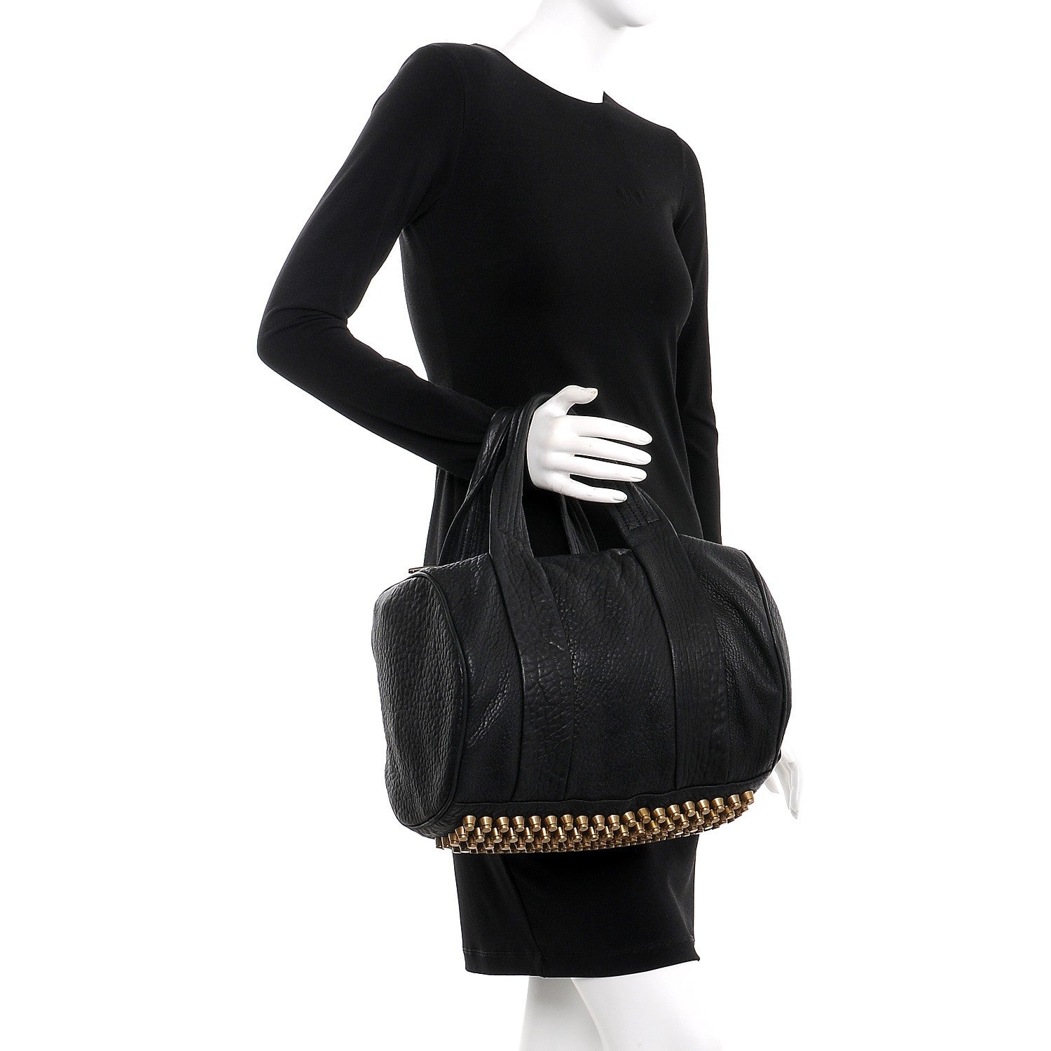 Alexander Wang Pebbled Lambskin Rocco Black Gold Hardware 2 of 13