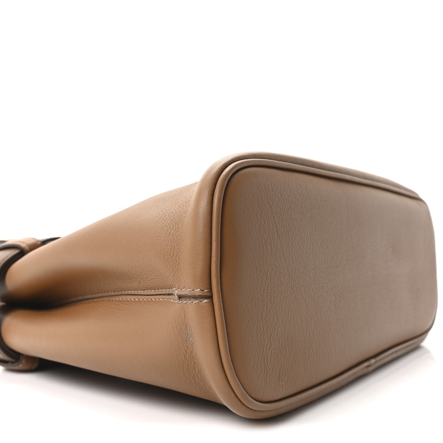 Soft Grained Calfskin Vitello Daino Small Buckle Bag Caramello