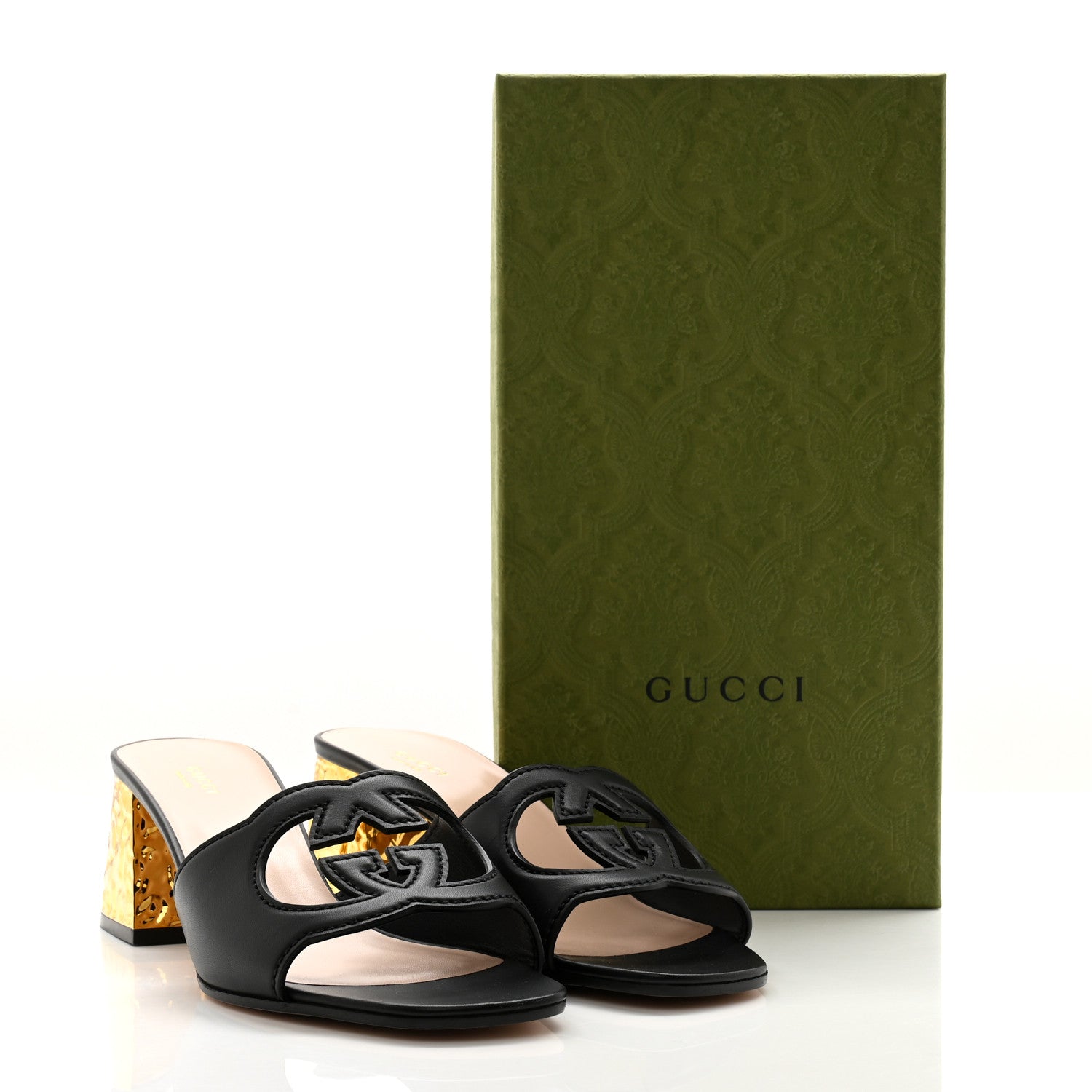 Gucci Cosmos Softy Calfskin Interlocking G Cut Out 55mm Slide Sandals 41.5 Black 9 of 9