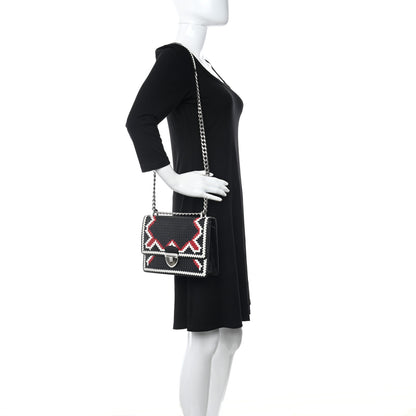 Prada Madras Woven Shoulder Bag Black Fuoco White 2 of 10