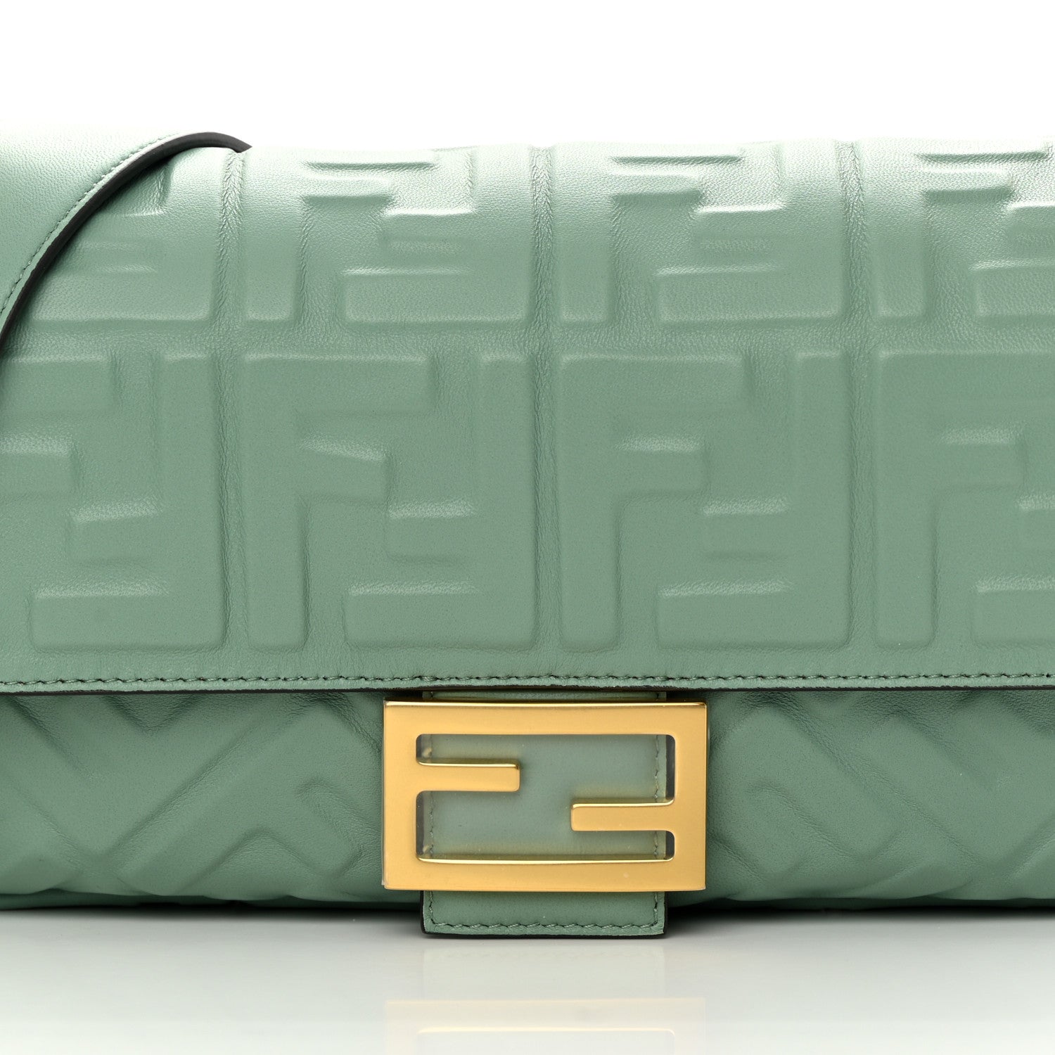 Fendi Nappa FF 1974 Embossed Baguette Menta 8 of 12