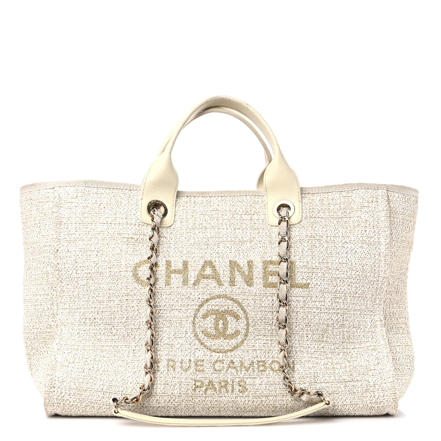 Chanel Lurex Boucle Medium Deauville Tote White 1 of 14