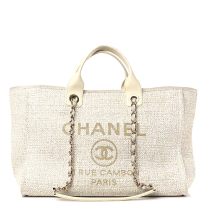 Chanel Lurex Boucle Medium Deauville Tote White 1 of 14