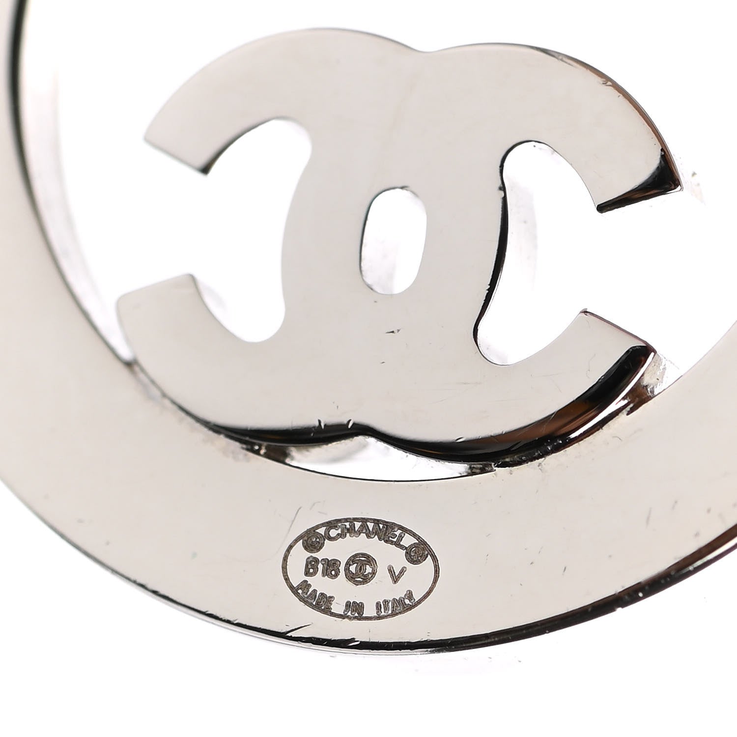Chanel Crystal CC Round Earrings Silver 4 of 4