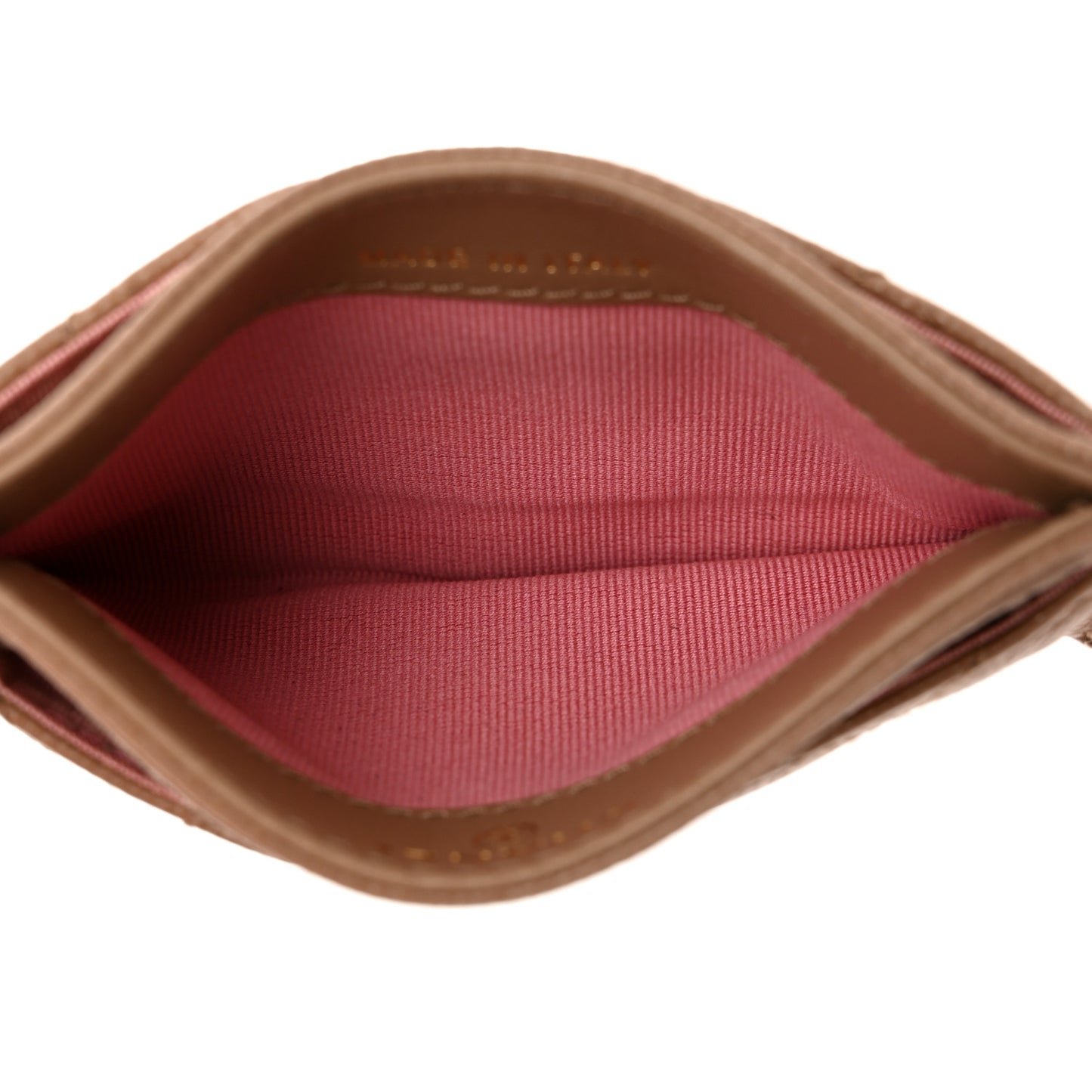 Caviar Quilted Textured CC Card Holder Dark Beige