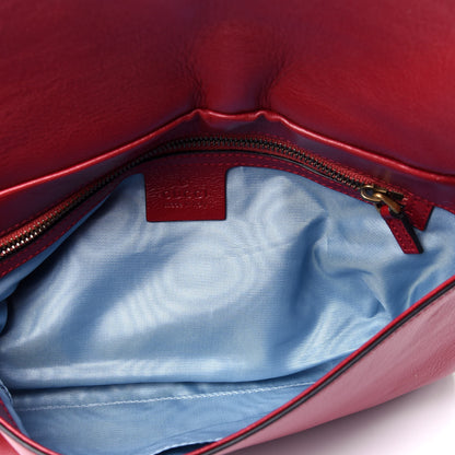 Gucci Calfskin Diagonal GG Medium Thiara Double Envelope Shoulder Bag Black Red 8 of 16