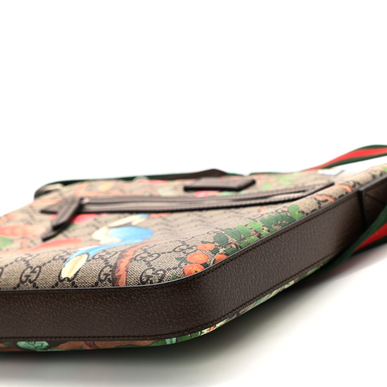 Gucci GG Supreme Monogram Tian Web Medium Flat Messenger Beige Multicolor New Acero 10 of 10