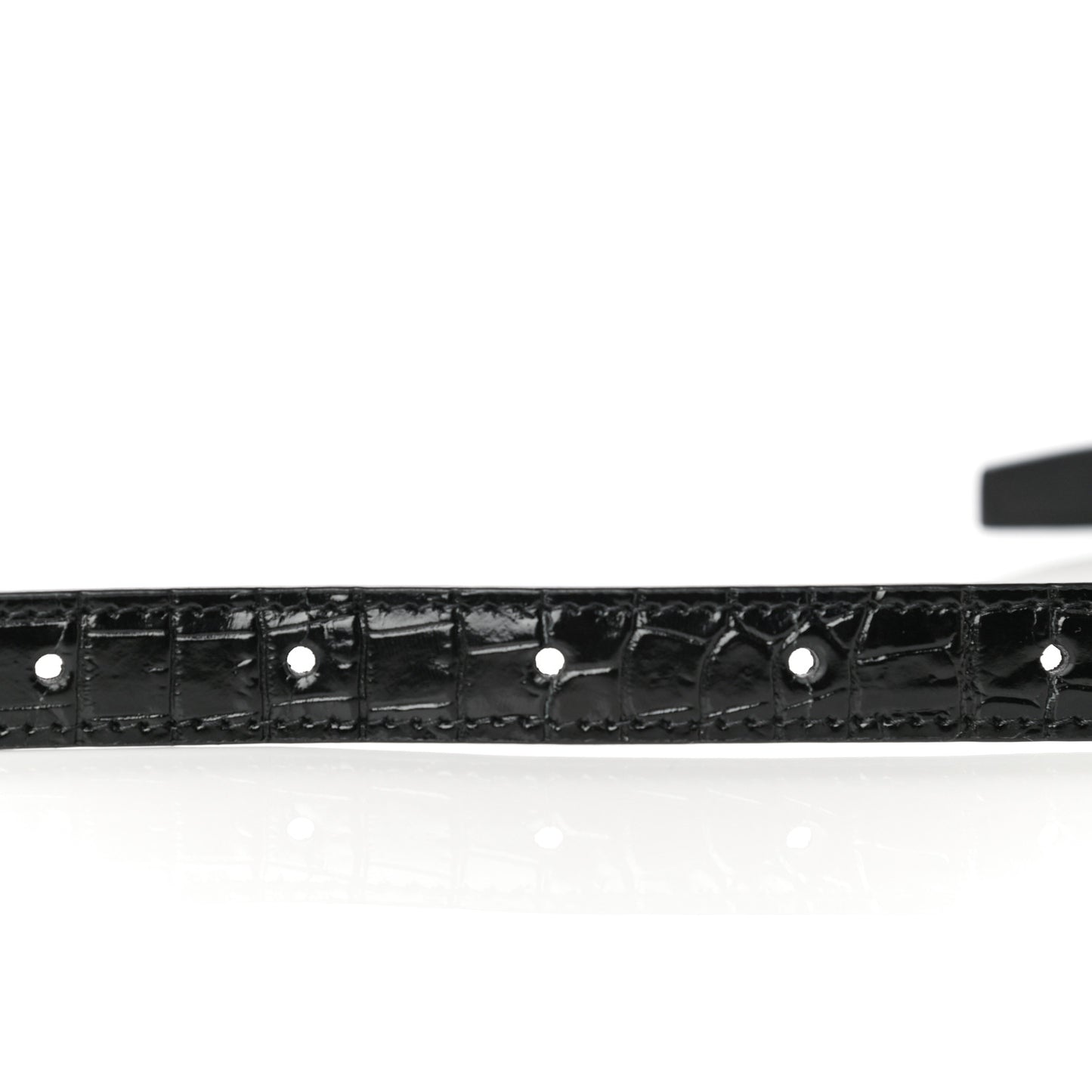 Calfskin Crocodile Embossed Monogram Kate Belt Bag Black