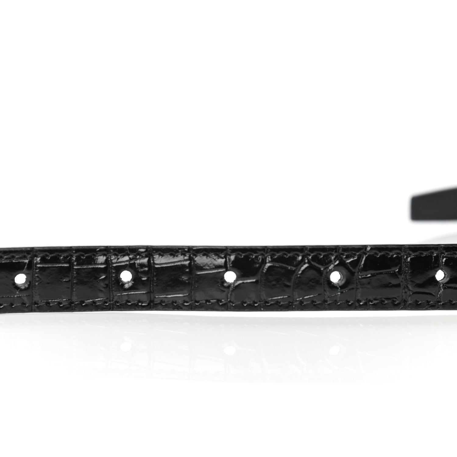 Saint Laurent Calfskin Crocodile Embossed Monogram Kate Belt Bag Black 19 of 20
