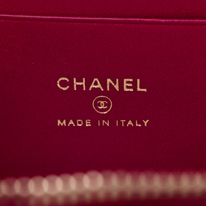 Chanel Lambskin Quilted Small Charming Top Handle Vanity Case With Chain Dark Pink 6 of 11