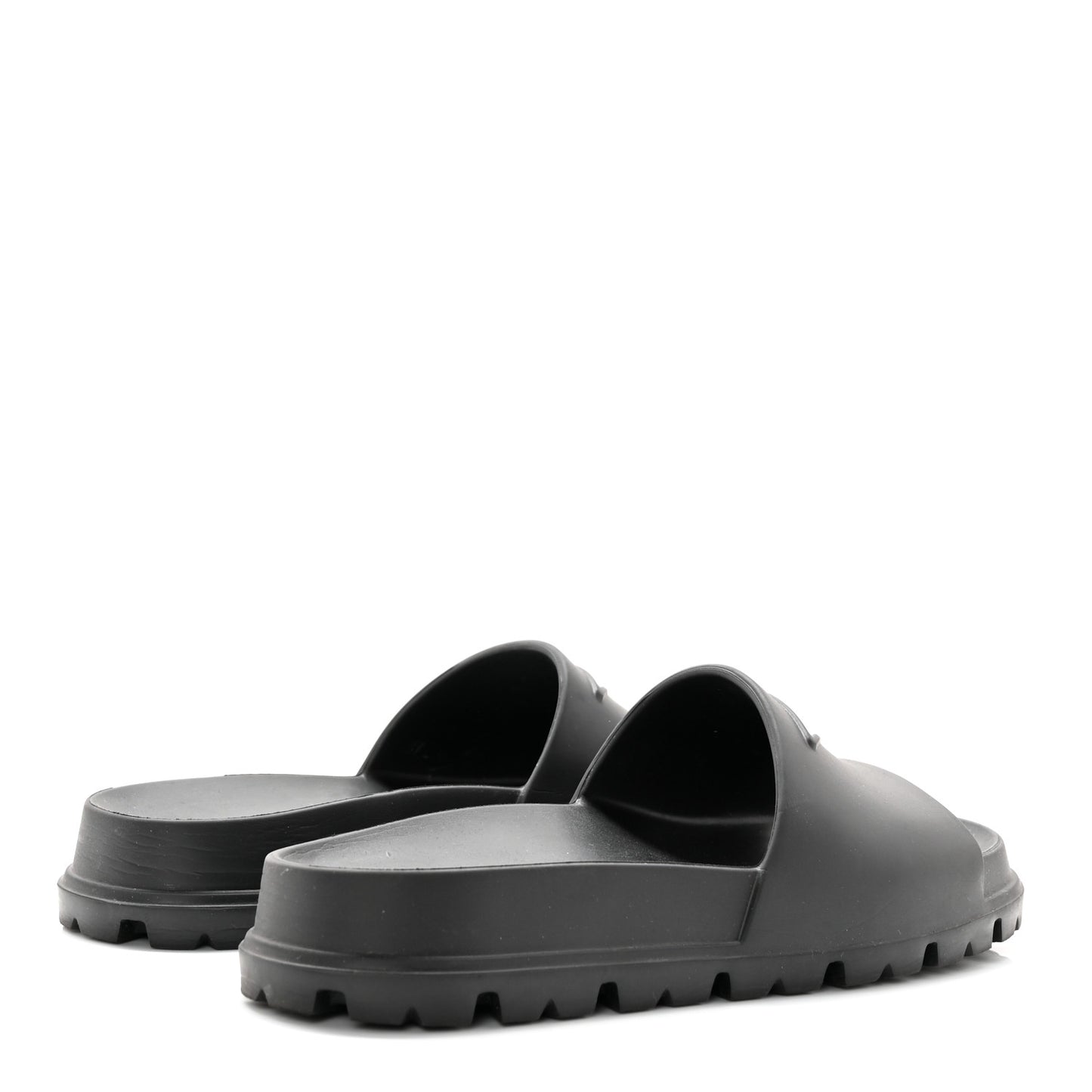 Rubber Triangle Logo Slide Sandals 37 Black