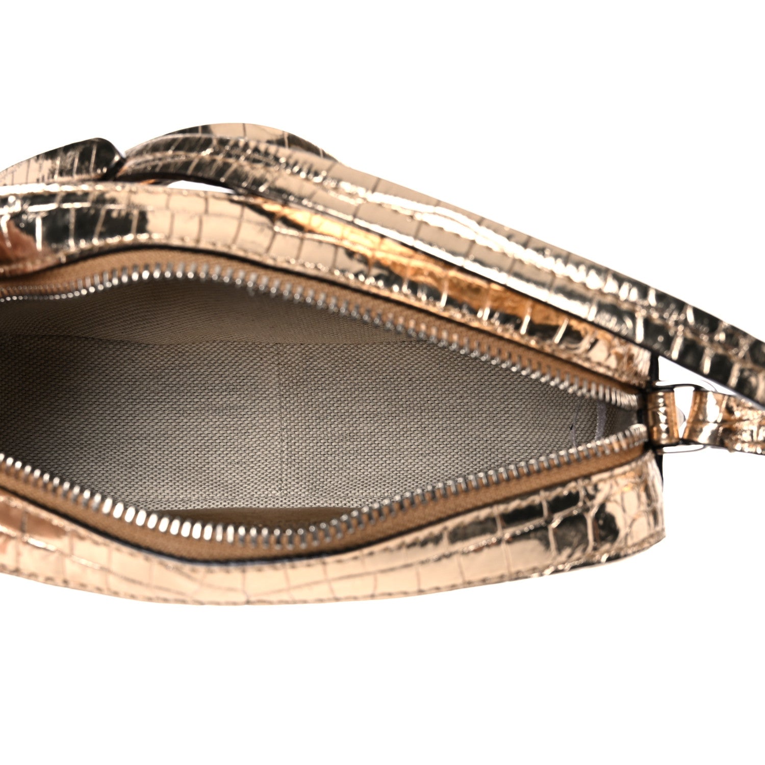 Jimmy Choo Calfskin Crocodile Embossed Mini Hale Crossbody Gold 3 of 9