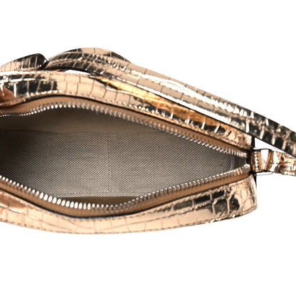 Jimmy Choo Calfskin Crocodile Embossed Mini Hale Crossbody Gold 3 of 9