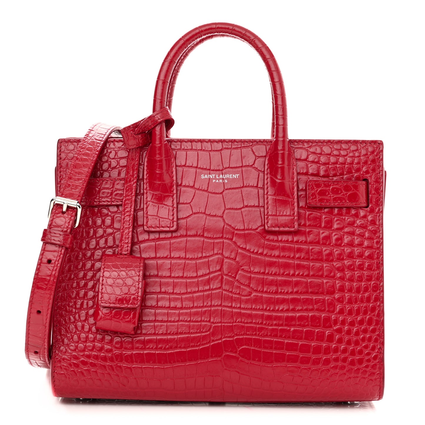 Calfskin Crocodile Embossed Nano Sac De Jour Red