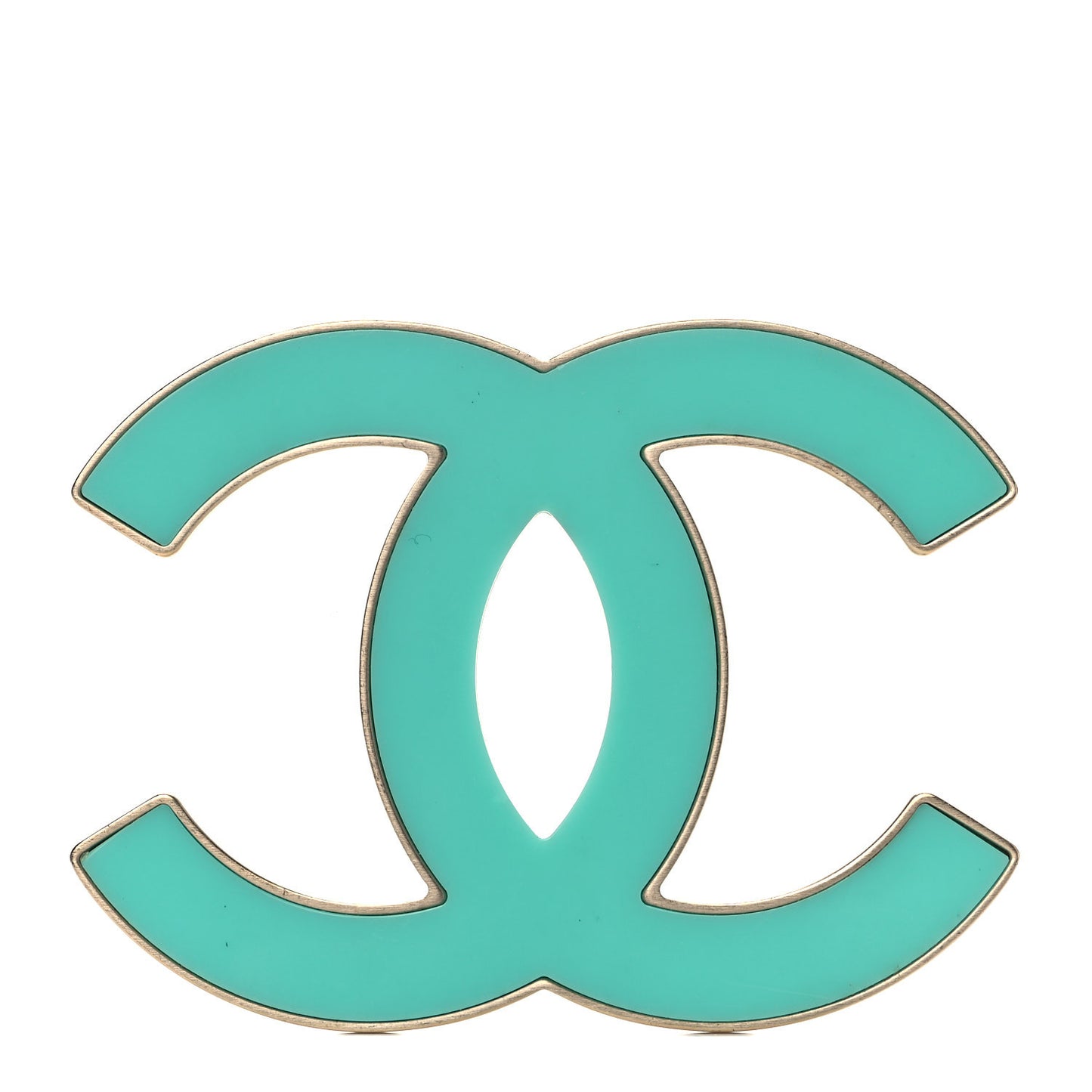Enamel CC Brooch Turquoise Gold