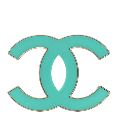 Chanel Enamel CC Brooch Turquoise Gold 1 of 11