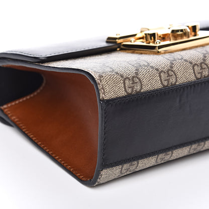 Gucci GG Supreme Monogram Calfskin Small Padlock Shoulder Bag Beige Black Cuir 9 of 12