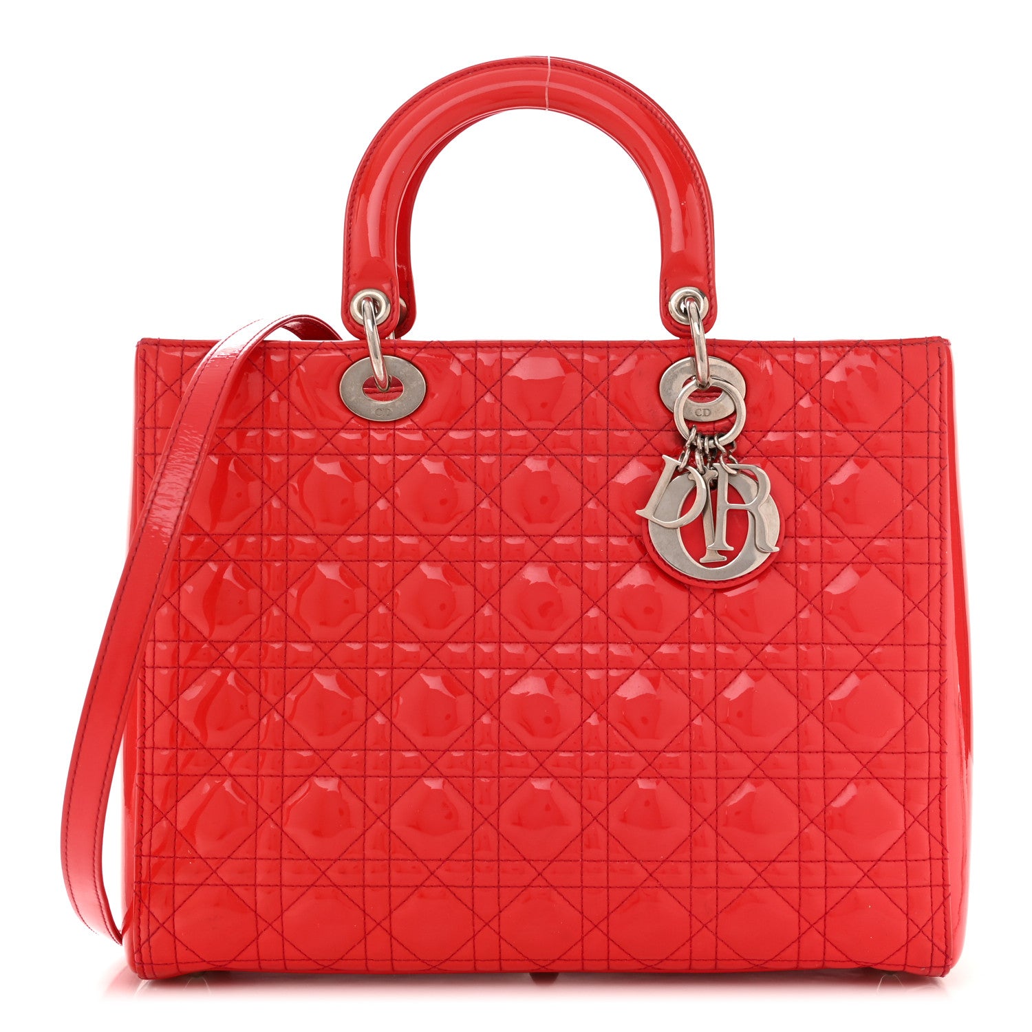 Christian Dior Patent Cannage Large Lady Dior Red 1 of 15