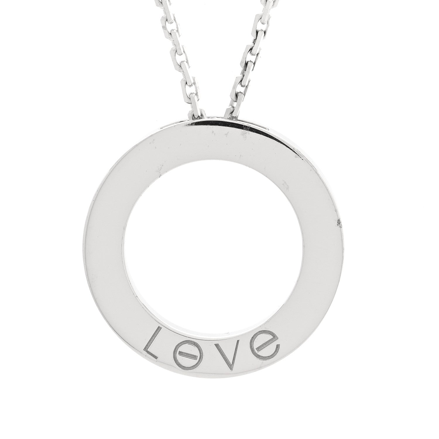 Cartier 18K White Gold Diamond LOVE Paved Necklace 4 of 7
