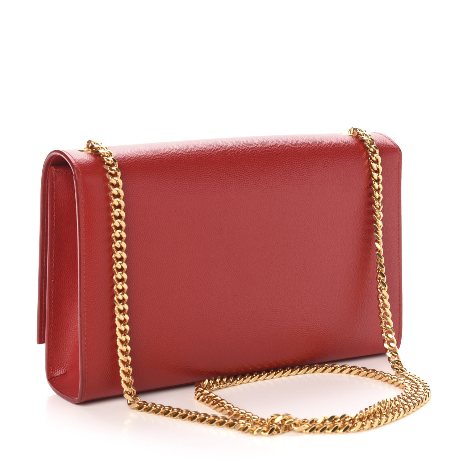 Saint Laurent Grain De Poudre Medium Monogram Kate Satchel Red 2 of 9
