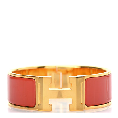 Hermes Enamel Wide Clic Clac H Bracelet GM Orange Fruite 1 of 6
