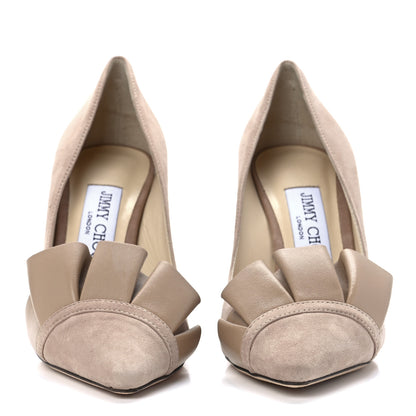 Jimmy Choo Suede Nappa Ruffle Leena 85 Pumps 35 Stone 2 of 8
