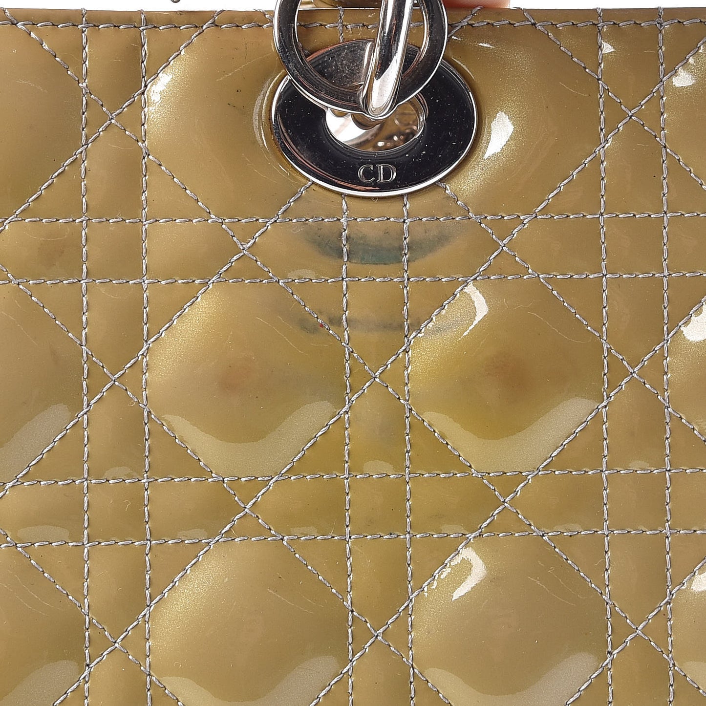 Patent Cannage Large Lady Dior Beige