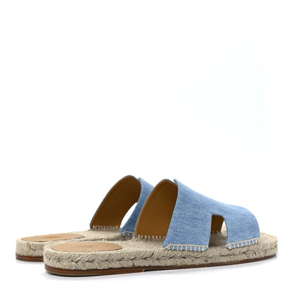 Hermes Denim Canvas Mens Antigua Espadrille Sandals 44 Bleu Clair 4 of 9