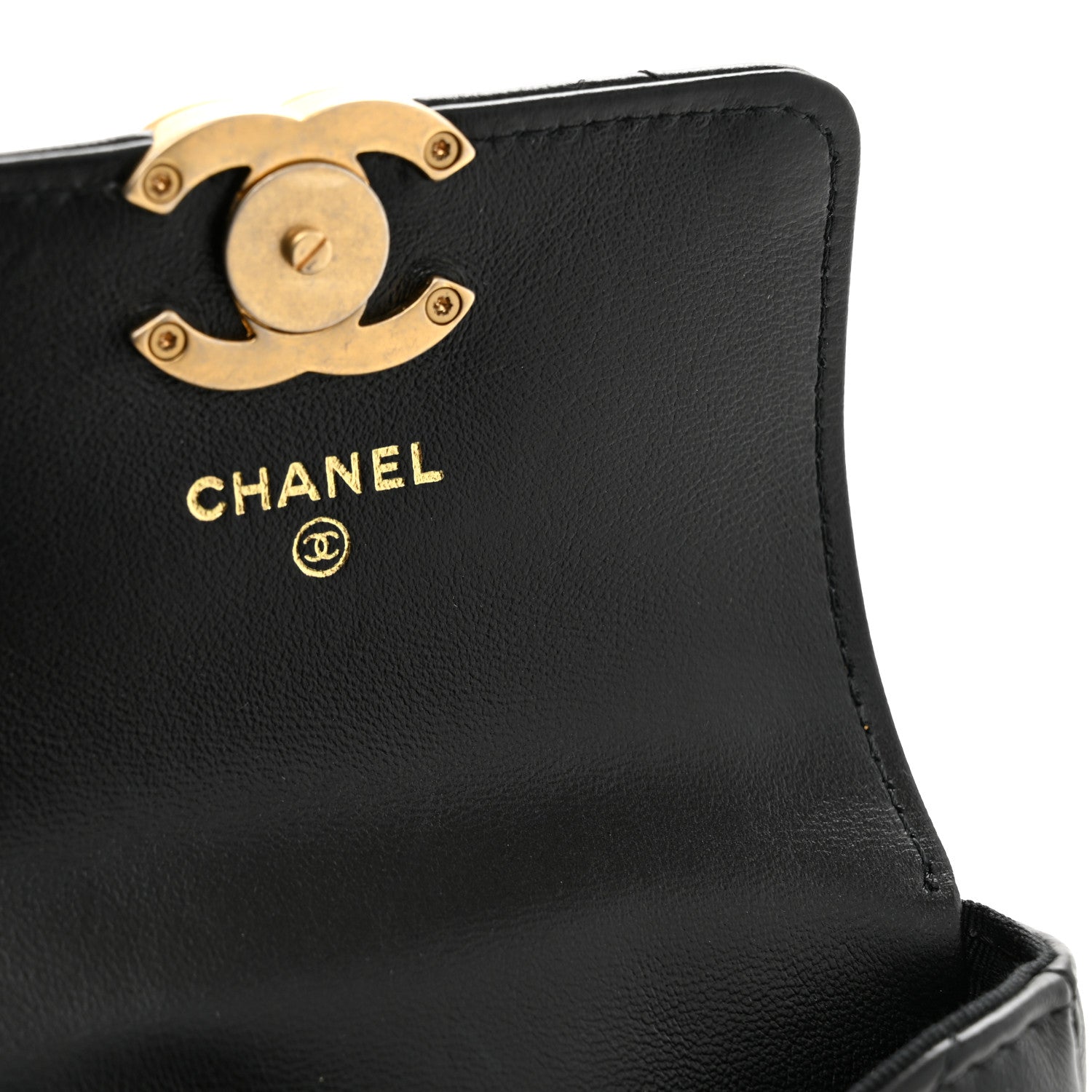 Chanel Lambskin Lacquered Metal Quilted Flap Chain Belt Bag Black 6 of 11