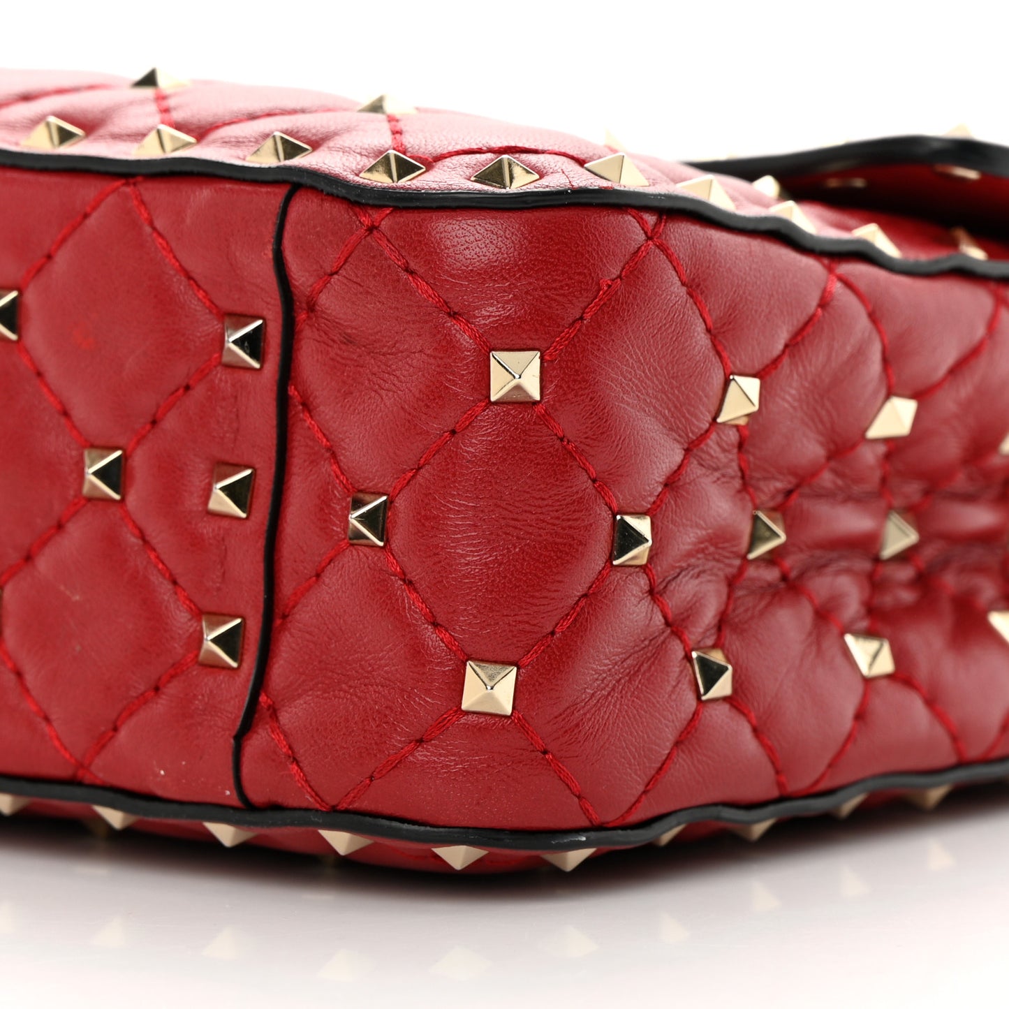Nappa Medium Rockstud Spike Shoulder Bag Rosso Valentino
