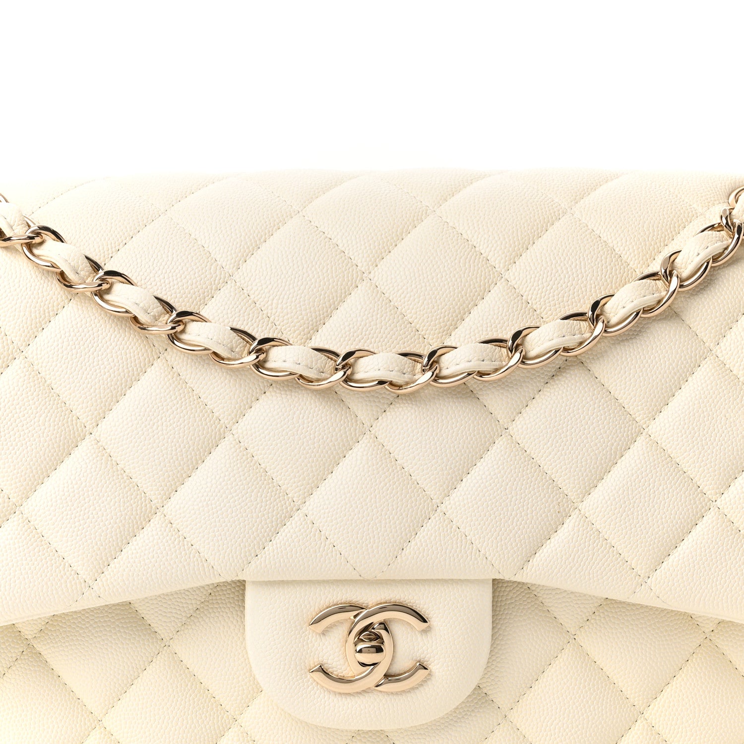 Chanel Caviar Quilted Jumbo Double Flap White 8 of 11