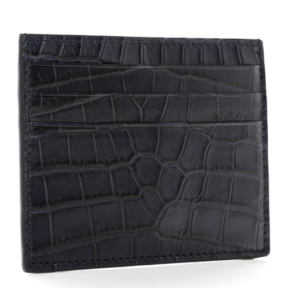 Bottega Veneta Calfskin Crocodile Embossed Card Holder Navy 3 of 12