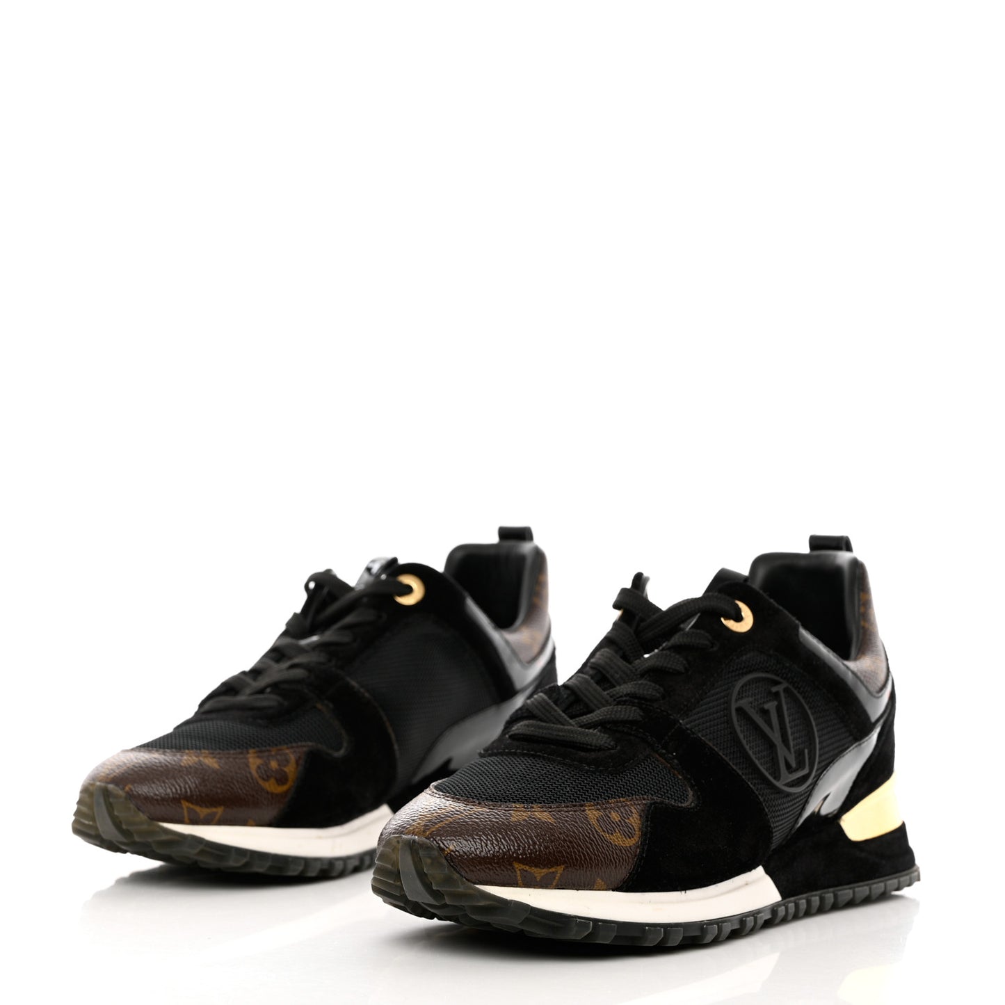Suede Monogram Run Away Sneakers 38 Black