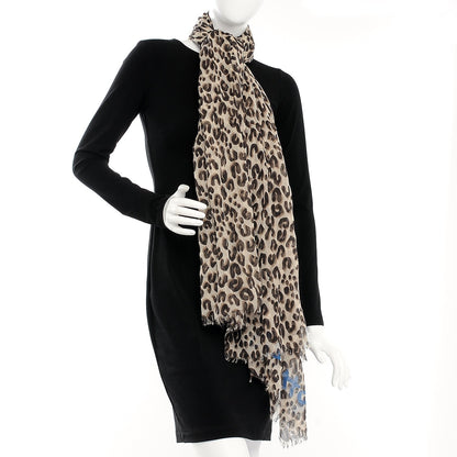 Louis Vuitton Cashmere Silk Leopard Stole Beige 2 of 9