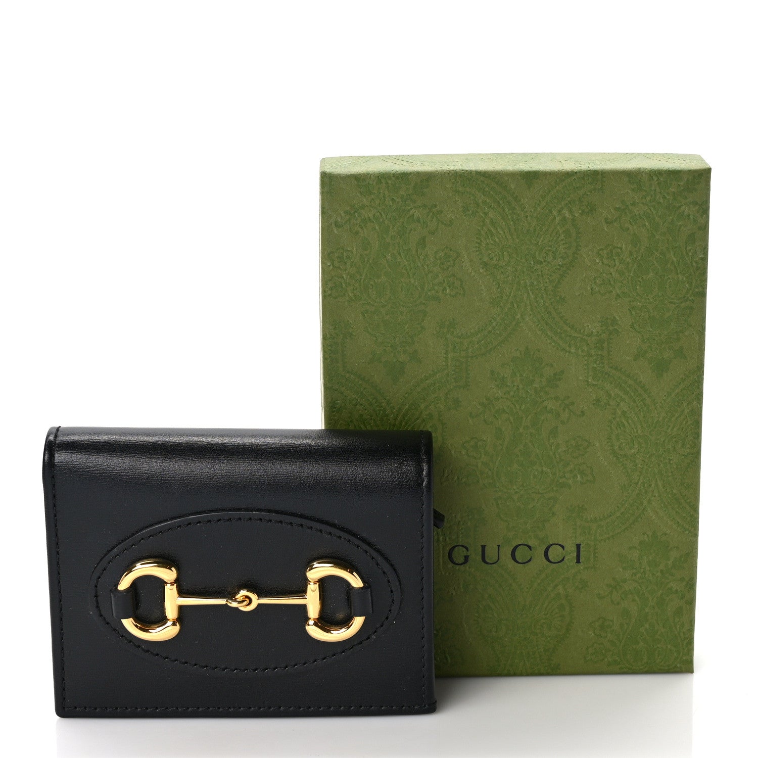 Gucci Boarded Plutone Calfskin Horsebit 1955 Card Case Wallet Black 8 of 8