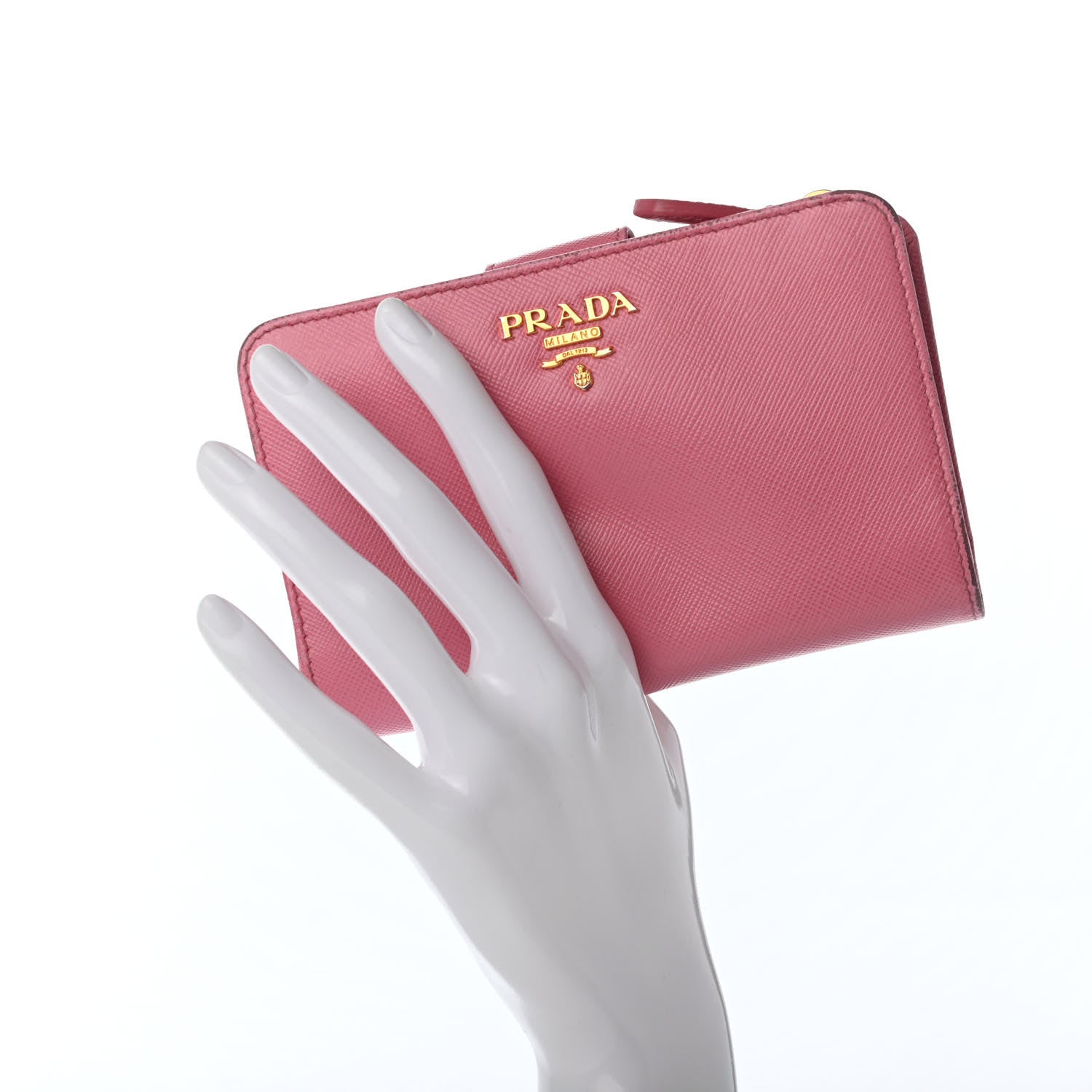 Prada Saffiano Compact Wallet Geranio 2 of 13