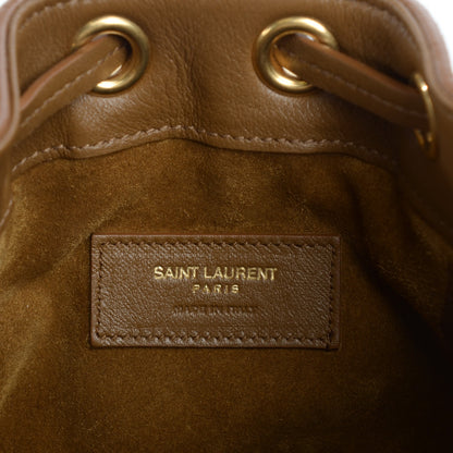 Saint Laurent Suede Calfskin Small Emmanuelle Fringe Bucket Bag Ocher 6 of 7