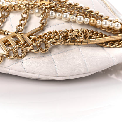 Chanel Lambskin Quilted All About Chains Waist Belt Bag White 9 of 9