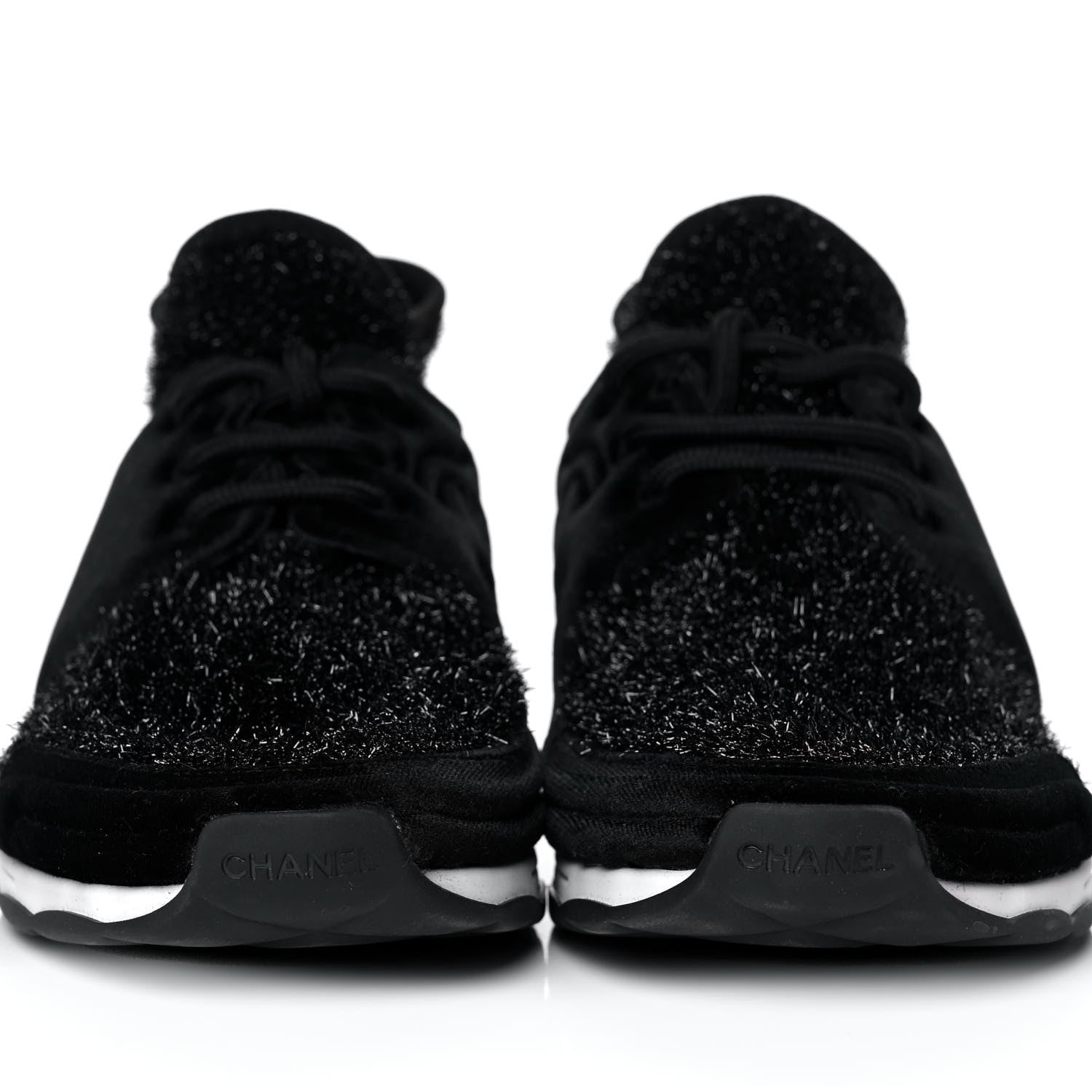 Chanel Stretched Fabric Velvet CC Womens Sneakers 41 Black 8 of 8