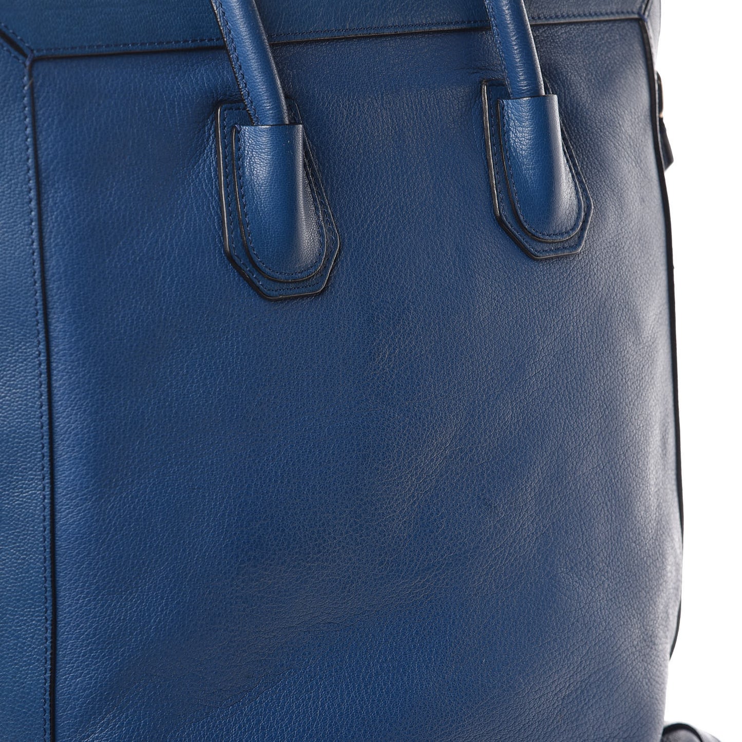 Grained Goatskin Antigona Zippered Tote Blue