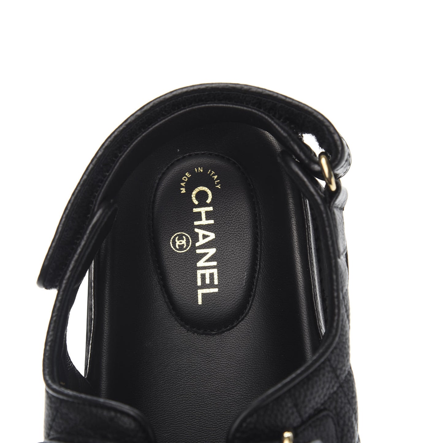 Grained Calfskin Velcro Dad Sandals 40 Black