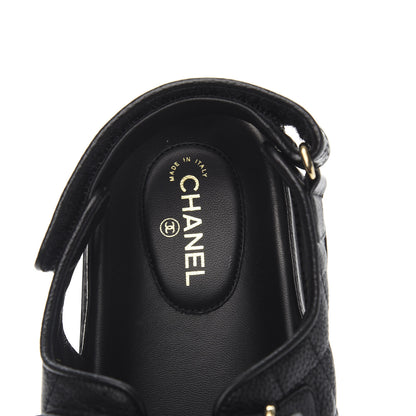 Chanel Grained Calfskin Velcro Dad Sandals 40 Black 6 of 9