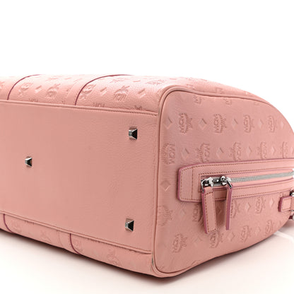MCM Calfskin Ottomar Monogram Duffle Bag Pink 9 of 9