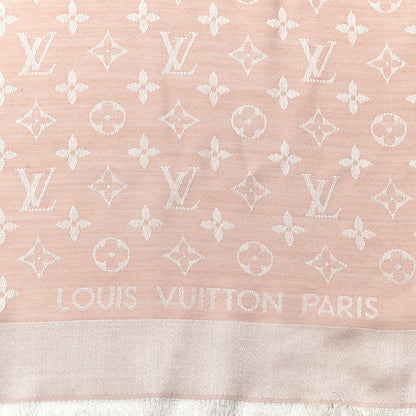 Louis Vuitton Silk Wool Monogram Denim Shawl Rose 1 of 5