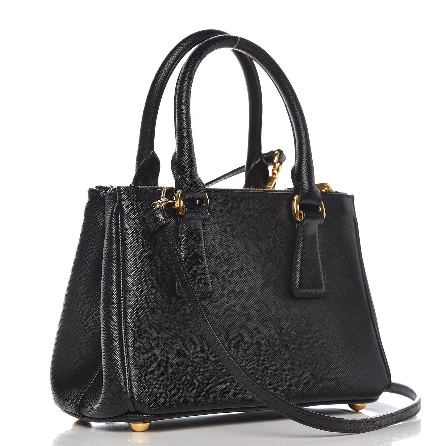 Saffiano Micro Galleria Double Zip Tote Nero Black